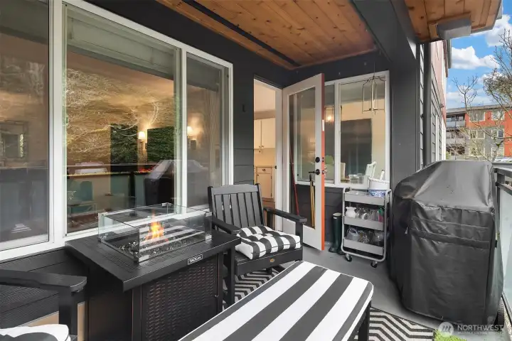 Deck off living room/ kitchen/ dining room.