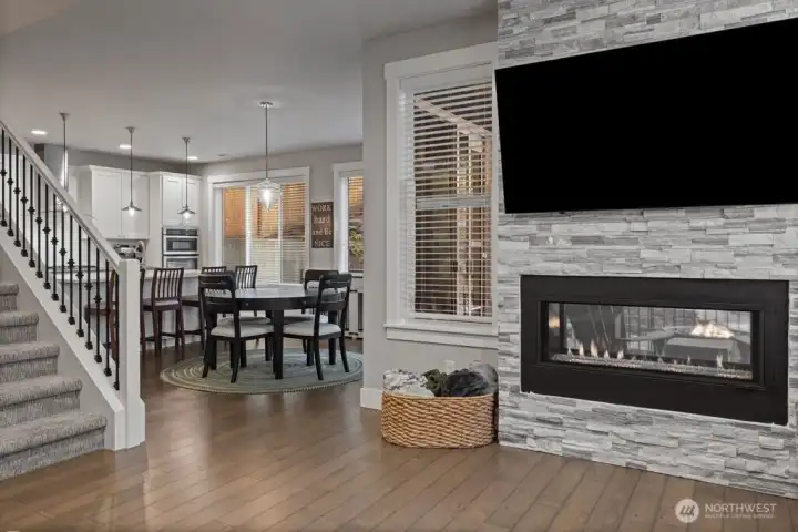 Great room flows into the kitchen