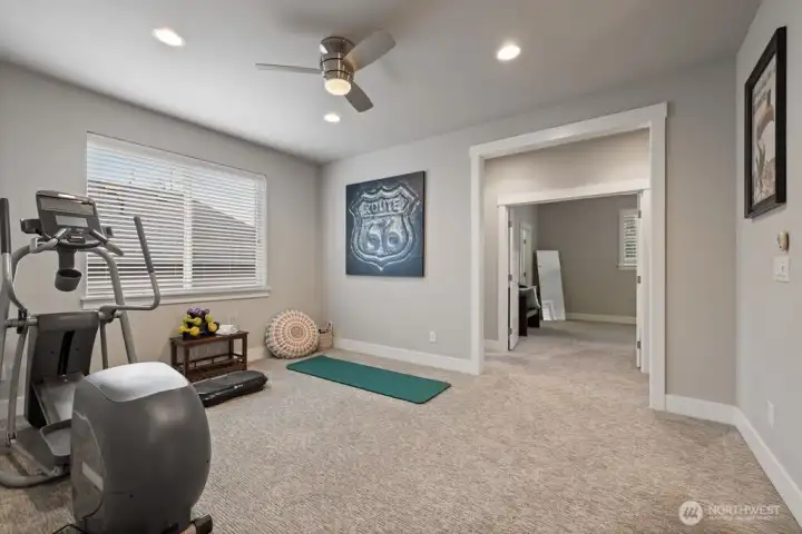 Loft area could function as media space, playroom, work out or office