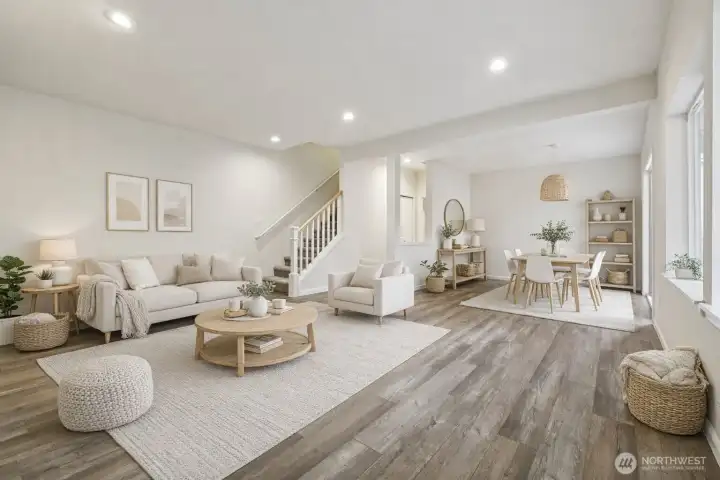 Virtually staged example of downstairs of how it could be used