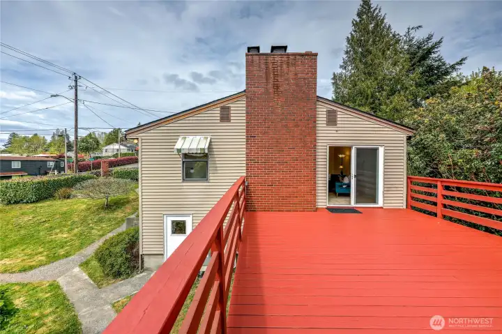 From the garage to the house.