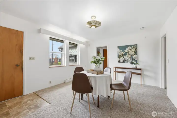 The dining room has abundant natural light!