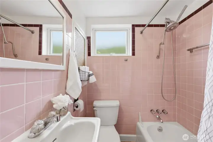 A Pretty in Pink Vintage  full bathroom!