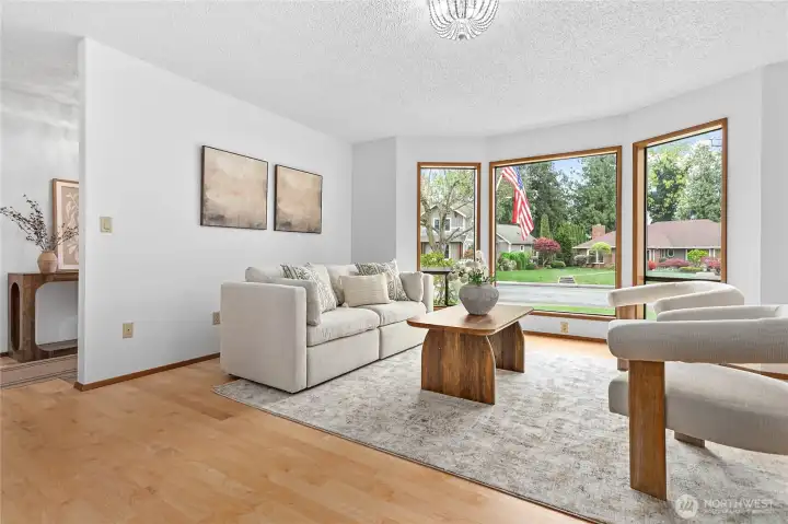 The homes entrance is on the left.