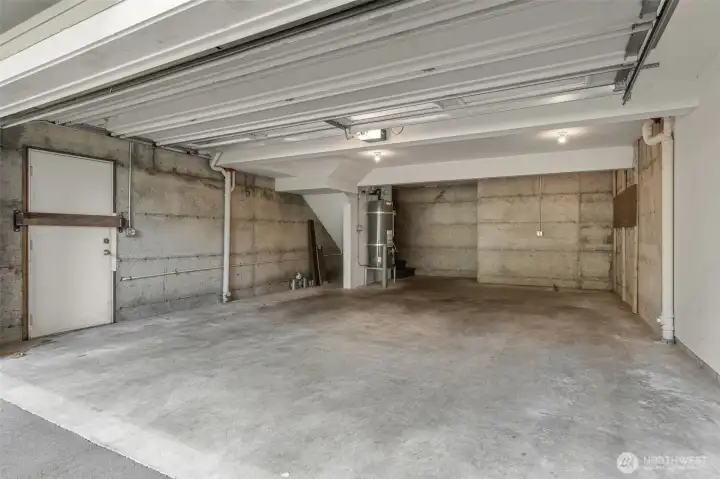Two car garage w/ extra space for tools or storage
