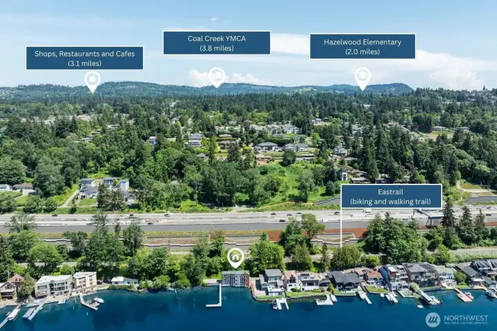 Enjoy the balance of waterfront living and city convenience with nearby schools, recreation, shopping, dining, and 42 miles of trail access. This location offers easy connections to everyday essentials while keeping outdoor activities and neighborhood amenities within reach.