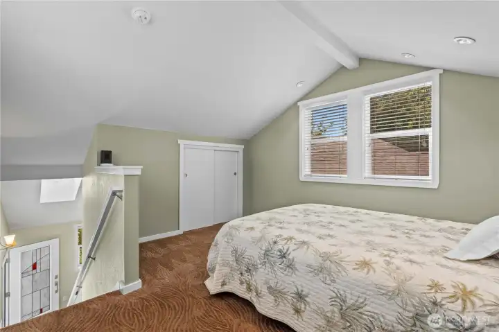 Loft bedroom with closet