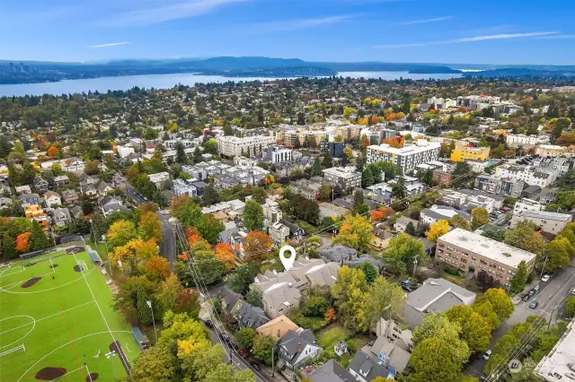 Aerial view looking South towards Mercer Island.