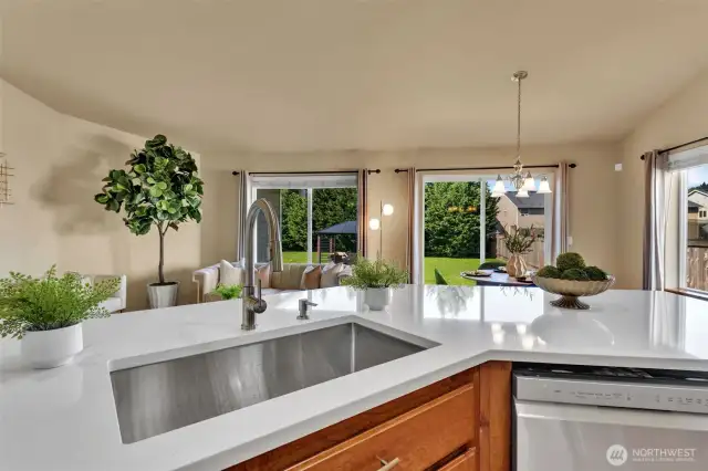 New quartz countertops in bathrooms & kitchen