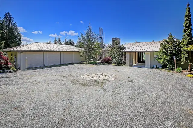 Three car garage and guest quarters