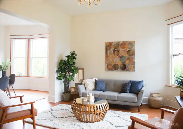 Fir floors and so many windows and natural light