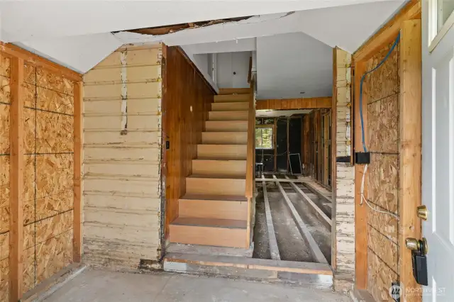 Entrance to unfinished cottage.