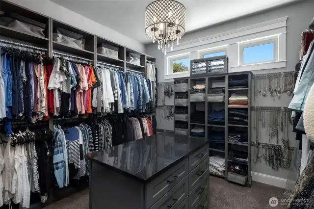 One of two walk in closets in primary room.