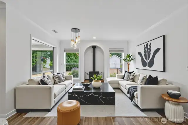 Family room virtually staged