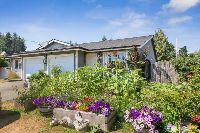 Tenant has added many raised beds for her own garden space.