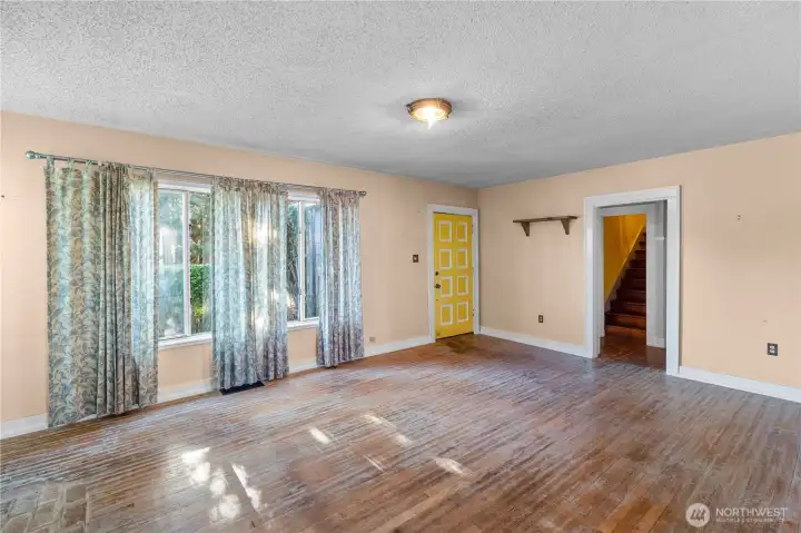The home owner used paint to make the floors look antique. This 1927 home is ready for you to make the final touches.