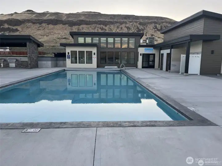 View from the pool looking towards the club house