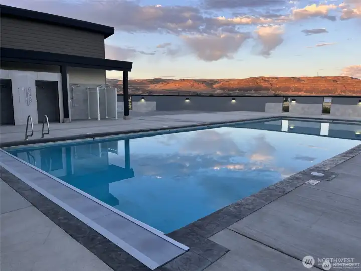 Pool with outdoor showers and bathrooms