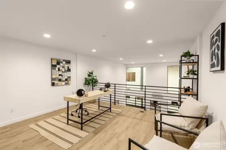 A versatile landing area that maintains the home's bright, open feel.
