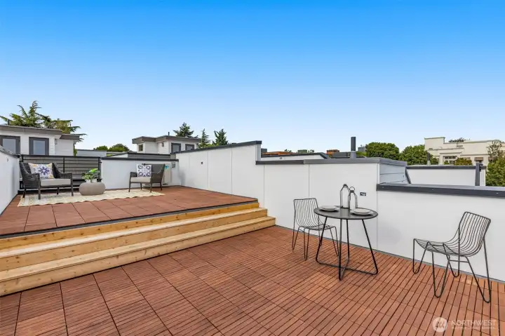 Expansive outdoor living space perfect for grilling, lounging, and taking in 360-degree city views.