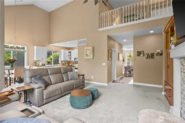With a catwalk above, staying connected between the floors is easy