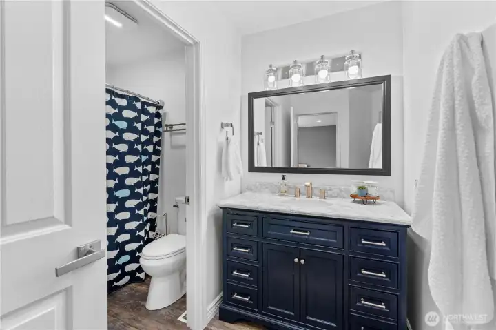 Love a good hall bath with a seperate space for showering!