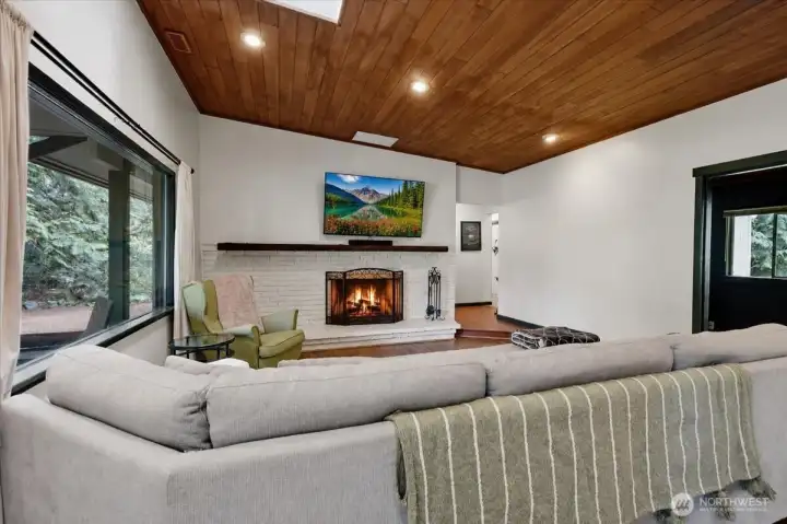 High Ceilings and Fireplace