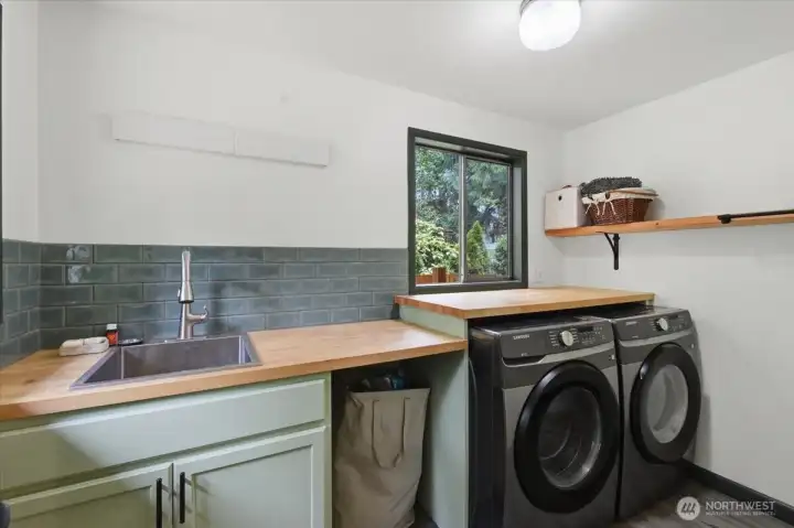 Laundry Room with Front Load W/D and Utility Sink