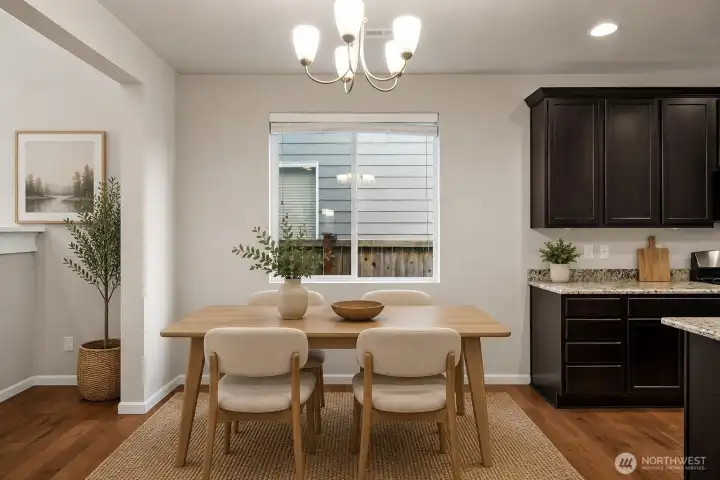 Virtually staged dining room Virtually staged dining room