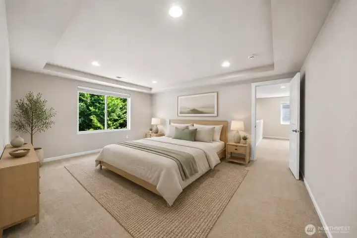 Virtually staged primary bedroom Virtually staged primary bedroom