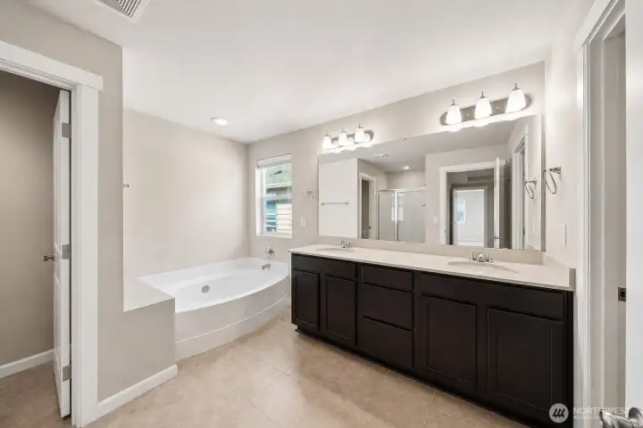Primary bathroom with soaking tub Primary bathroom with soaking tub