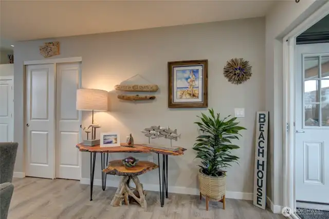 The dining space could accommodate a larger table if desired.  The room is certainly there!