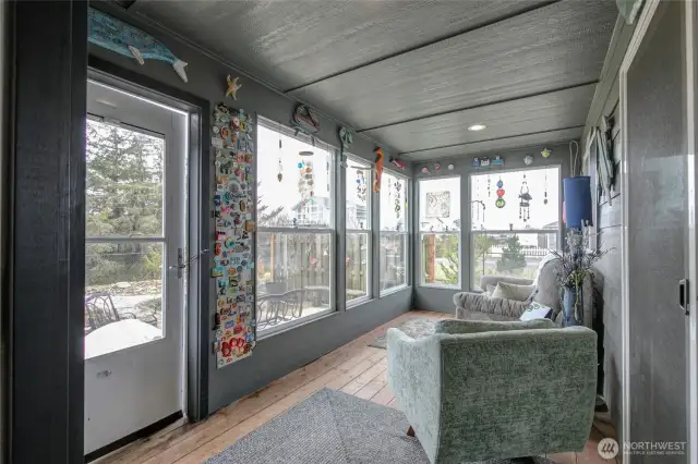 The sunroom is a lovely space to enjoy some fresh air and outdoor space while still being protected from wind or rain.