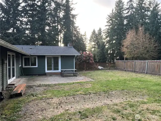 Back yard closest to dining room sliding door