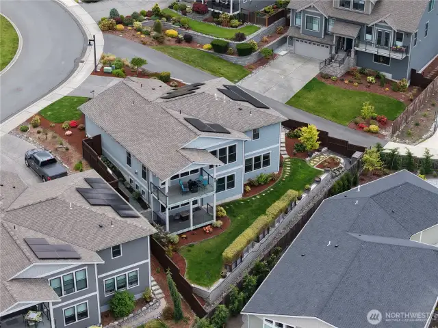 Aerial image of the back of the house in the 48 Degree North Community