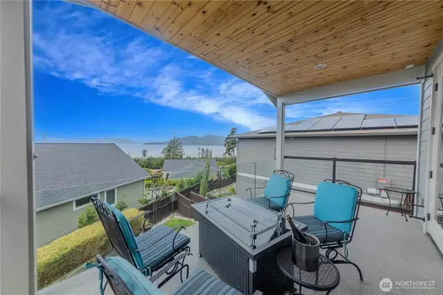 View on the Main level spacious covered deck that has a gas hookup