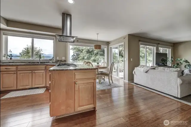 Kitchen & living room with views