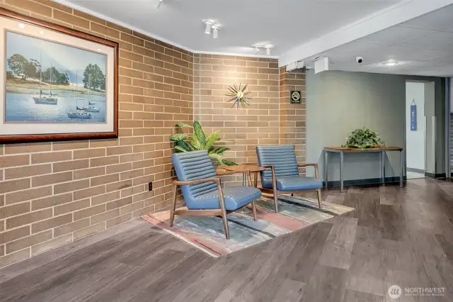 Main floor lobby is in excellent condition.