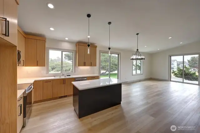 Kitchen with island eating space