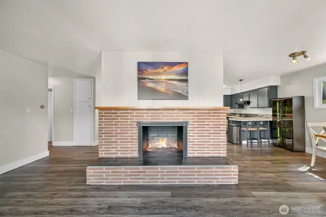 Wood burning fireplace is non-operable but adds a nice focal point for the main living area of the upper unit.