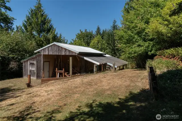 "Tractor barn" shop as seen from below house.
