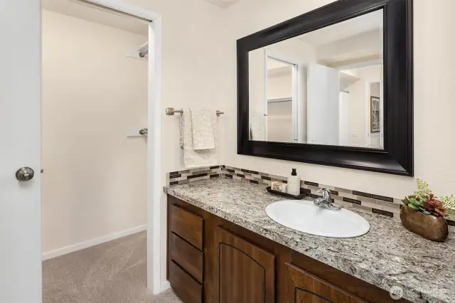 Primary bathroom and walk-in closet.