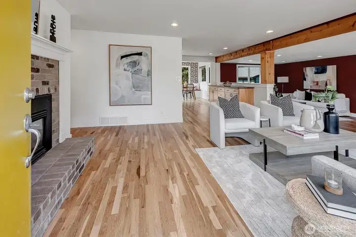 Beautiful hardwoods and wood beams and columns
