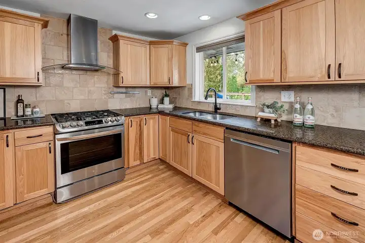Chef's kitchen with stainless steel appliances