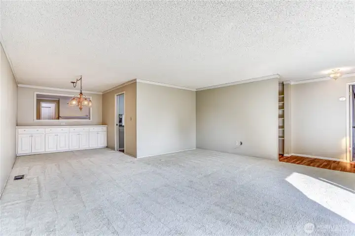 Living room and dining room