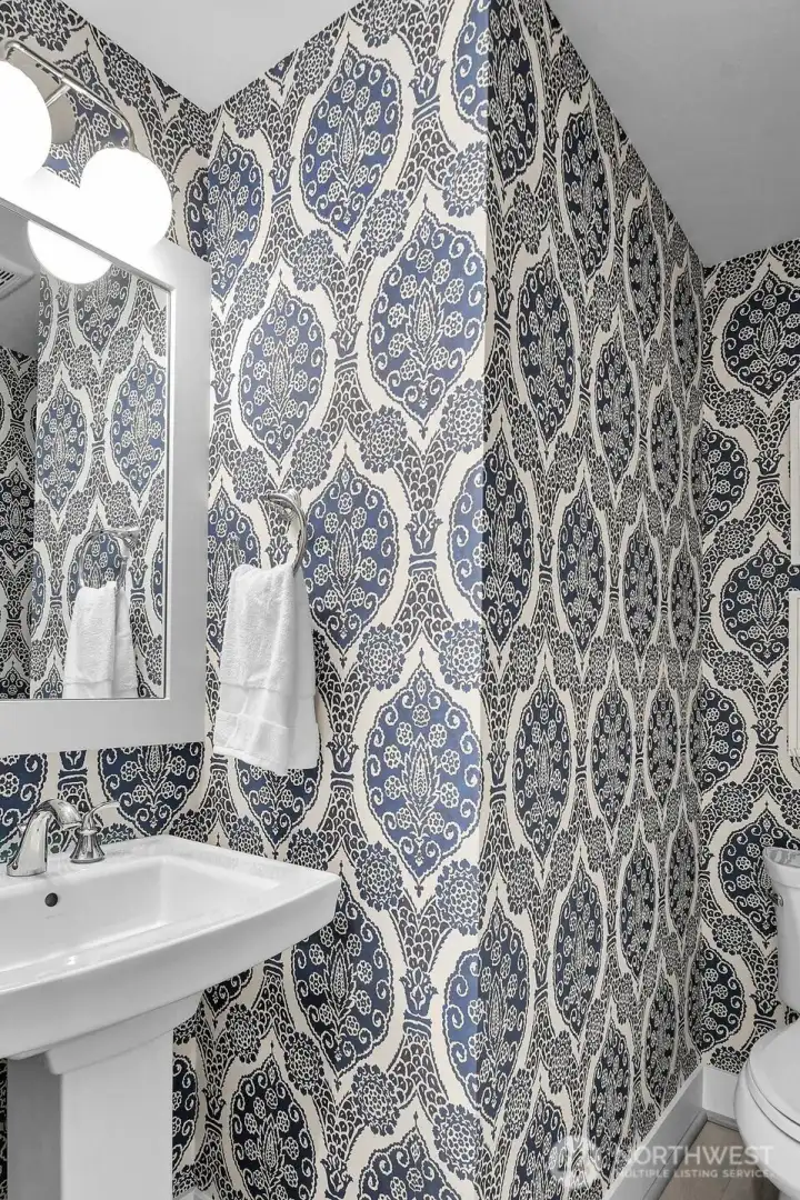 Stylish powder room on main level.