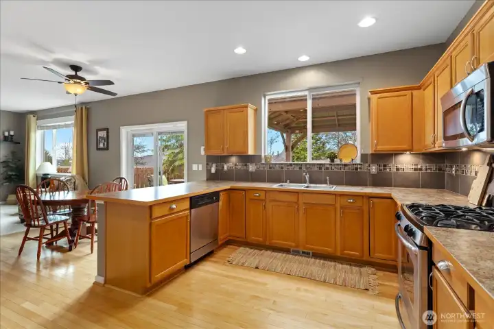 Open kitchen provides plenty of space to entertain & prep