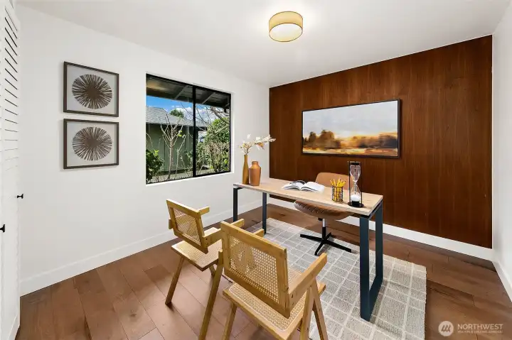 Bedroom #3 on the main level. Currently staged as an offce.