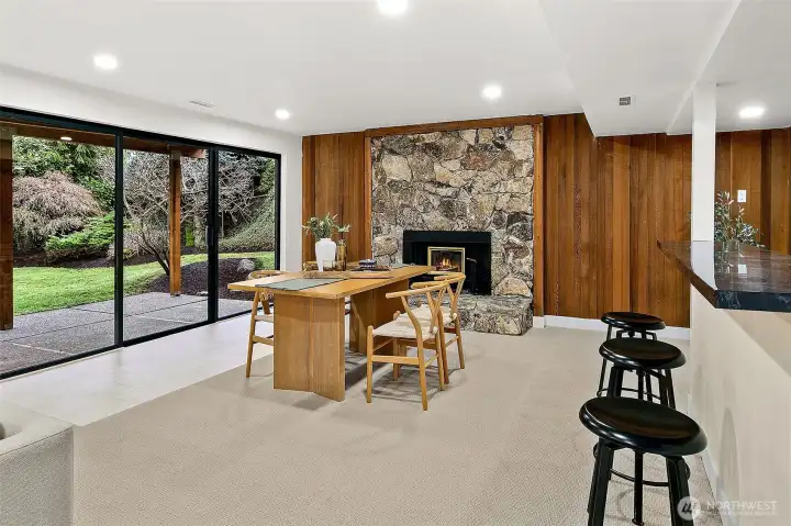 Host epic game nights here. Wood fireplace and fun bar for entertaining.