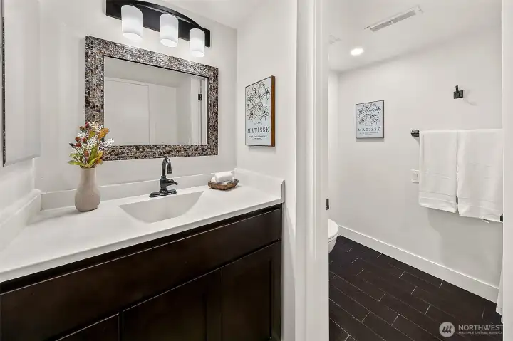 Full bathroom on the lower level.